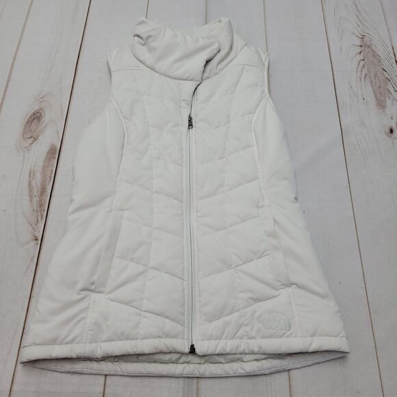The North Face Pseudio cream quilted vest zip slim - Picture 2 of 11